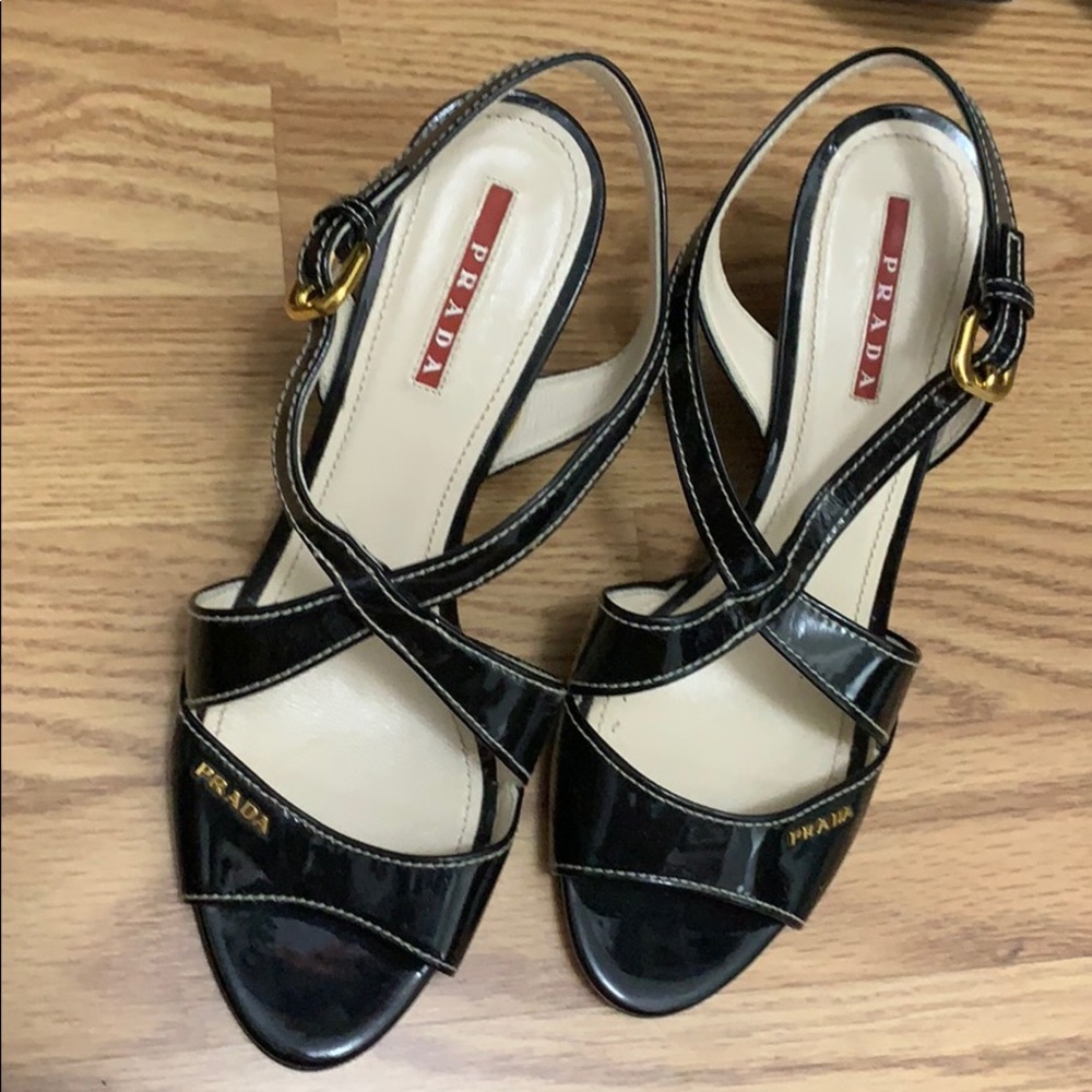 Authentic Prada wedge patent